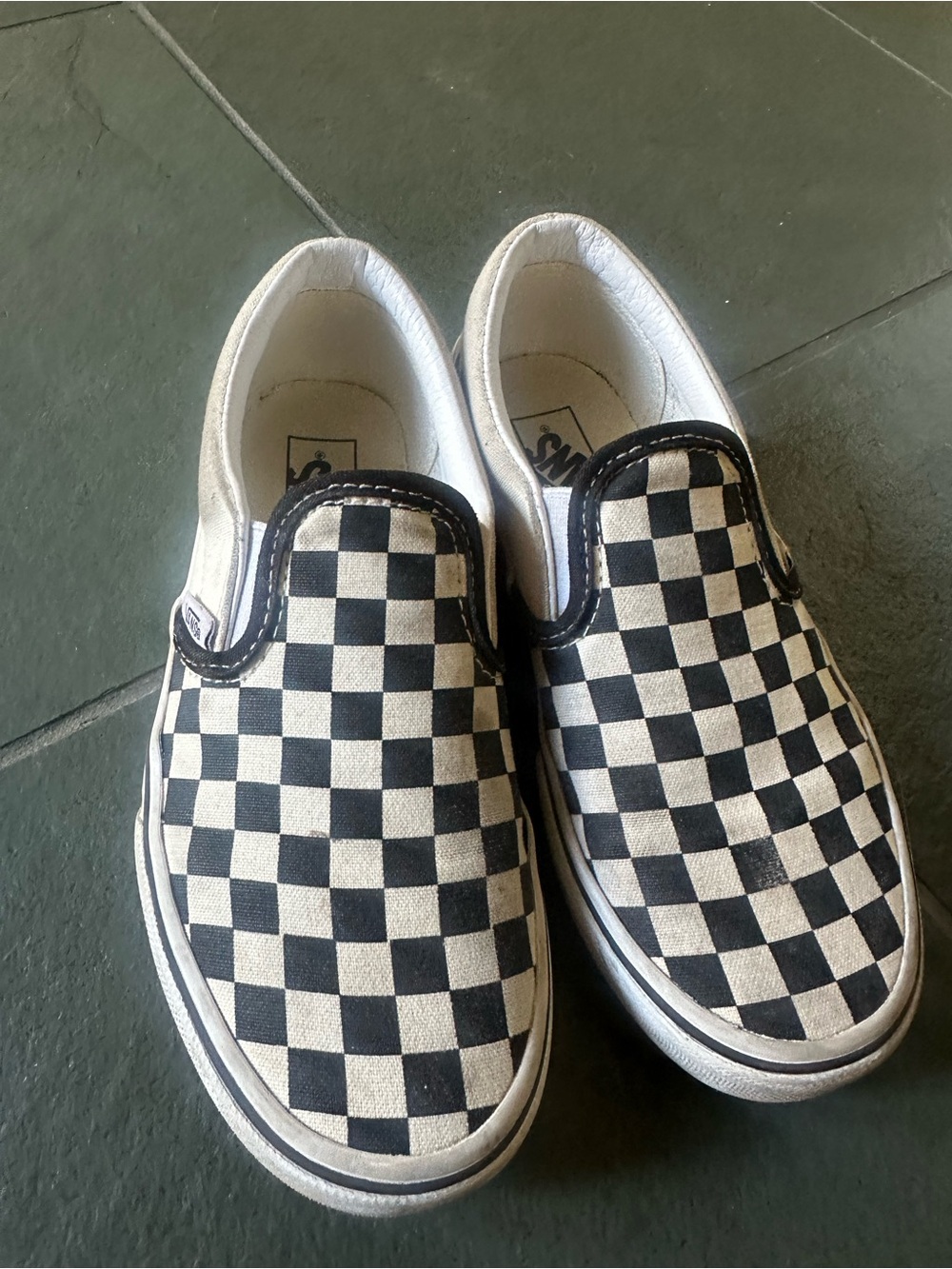 Vans Kids Checkerboard Slip-On Sneakers - Black & White